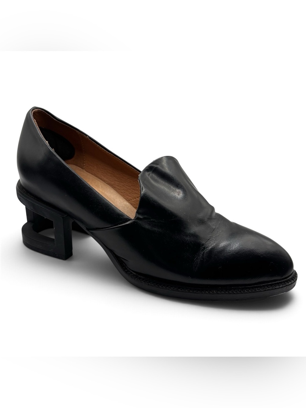 Jeffrey Campbell Geometric Block Heel Loafer Black Women’s Size 6.5